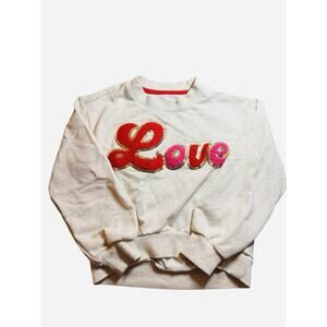 Isaac Mizrahi girls Long Sleeve Sweatshirt Size 4T "LOVE" Shag Glitter Patch